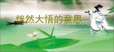 恍然大悟的意思