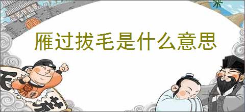 雁过拔毛是什么意思