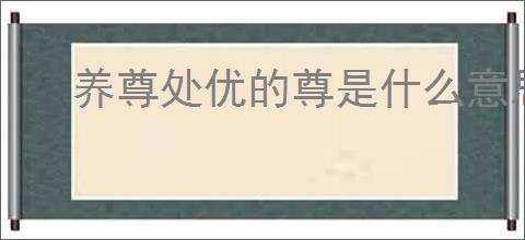 养尊处优的尊是什么意思