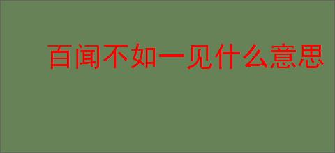 百闻不如一见什么意思