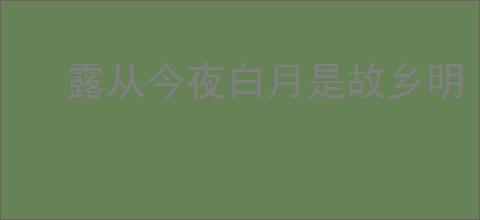 露从今夜白月是故乡明