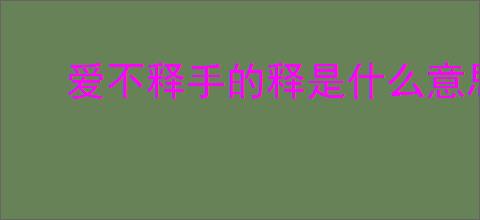 爱不释手的释是什么意思